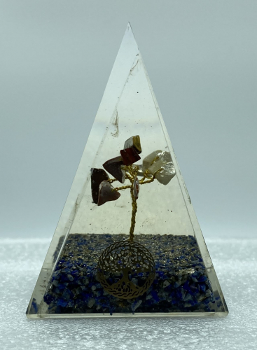 Nubian Amethyst Yellow Tree Reiki Orgonite Pyramid - 5 INCH