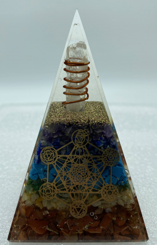 Nubian 7 Chakra Reiki Orgonite Pyramid - 5 INCH