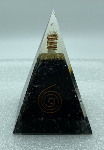 Nubian Black Tourmaline Reiki Orgonite Pyramid - 5 INCH