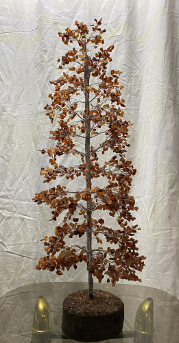 EXTRA-LARGE 28" 2000 Gemstones Carnelian wood base Agate Stone Gemstone Tree
