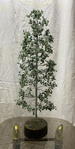 EXTRA-LARGE 28" 2000 Gemstones Green Jade wood base Agate Stone Gemstone Tree