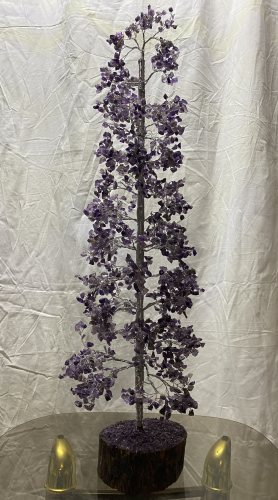 LARGE 25" 1000 Gemstones Amethyst wood base Agate Stone Gemstone Tree