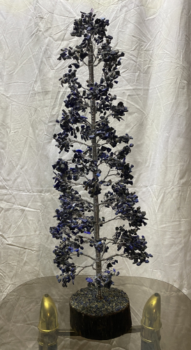 LARGE 25" 1000 Gemstones Lapis wood base Agate Stone Gemstone Tree