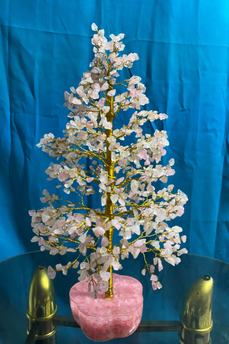 16" 700 Gemstones Rose orgonite base Agate Stone Gemstone Tree