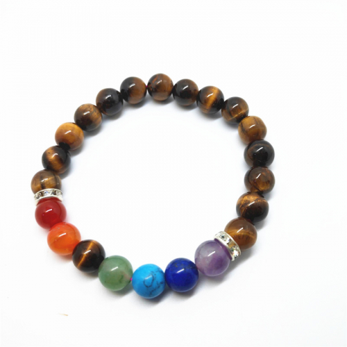 7 Chakra Tiger Eye Beads Bracelet 8 mm