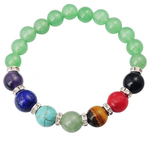 7 Chakra Green Diamond Bracelet 8 mm