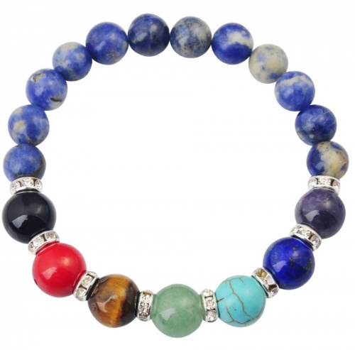 7 Chakra Sodalite Diamond Bracelet 8 mm