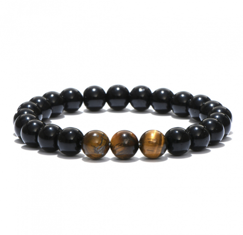 Black Onyx + Tiger Beads Bracelet 8 mm