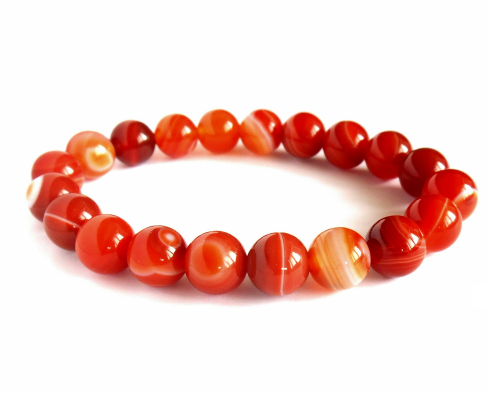 Carnelian Banded Beads Bracelet 8 mm