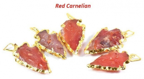 Red Carnelian Arrowhead Golden Electroplated Pendant