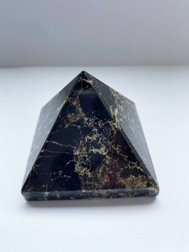Feldspar in Black Tourmaline Pyramid 60 - 70 mm