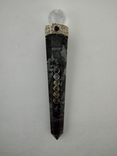 Indigo Gabbro Jumbo Crystal Sphere Healing Stick