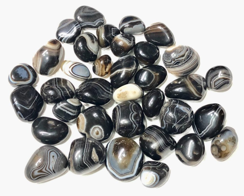 Black Banded Agate Tumbled Stones
