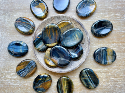 Blue Tiger Eye Thumb Worry Stone