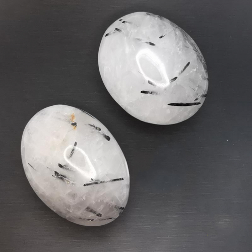 Tourmaline Rutile Quartz Palm Stone
