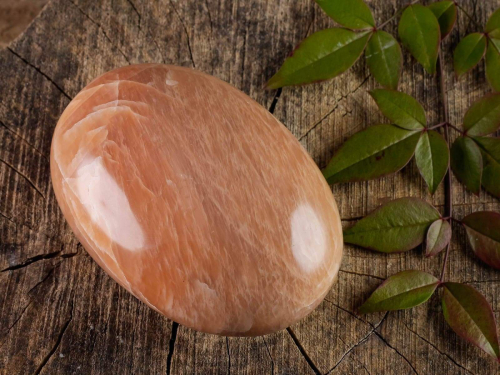 Peach Moonstone Palm Stone